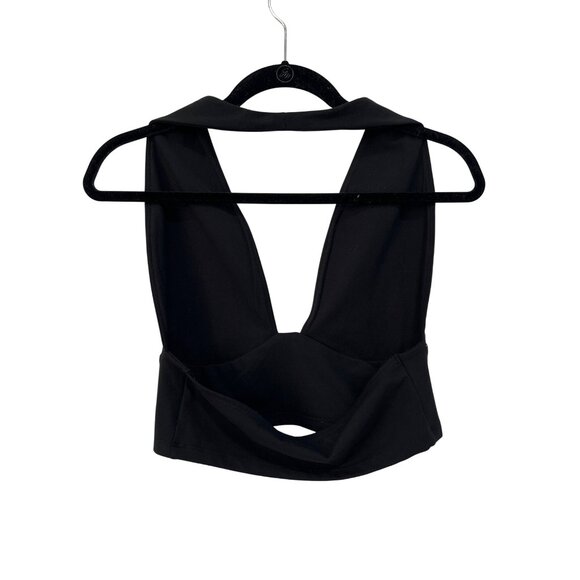 Wild Fable Crop Top Size Large Halter Plunge ButterBliss Tank Top Black Modern - Picture 4 of 9